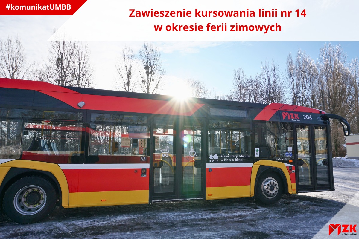 Zawieszenie kursowania linii nr 14 w okresie ferii zimowych