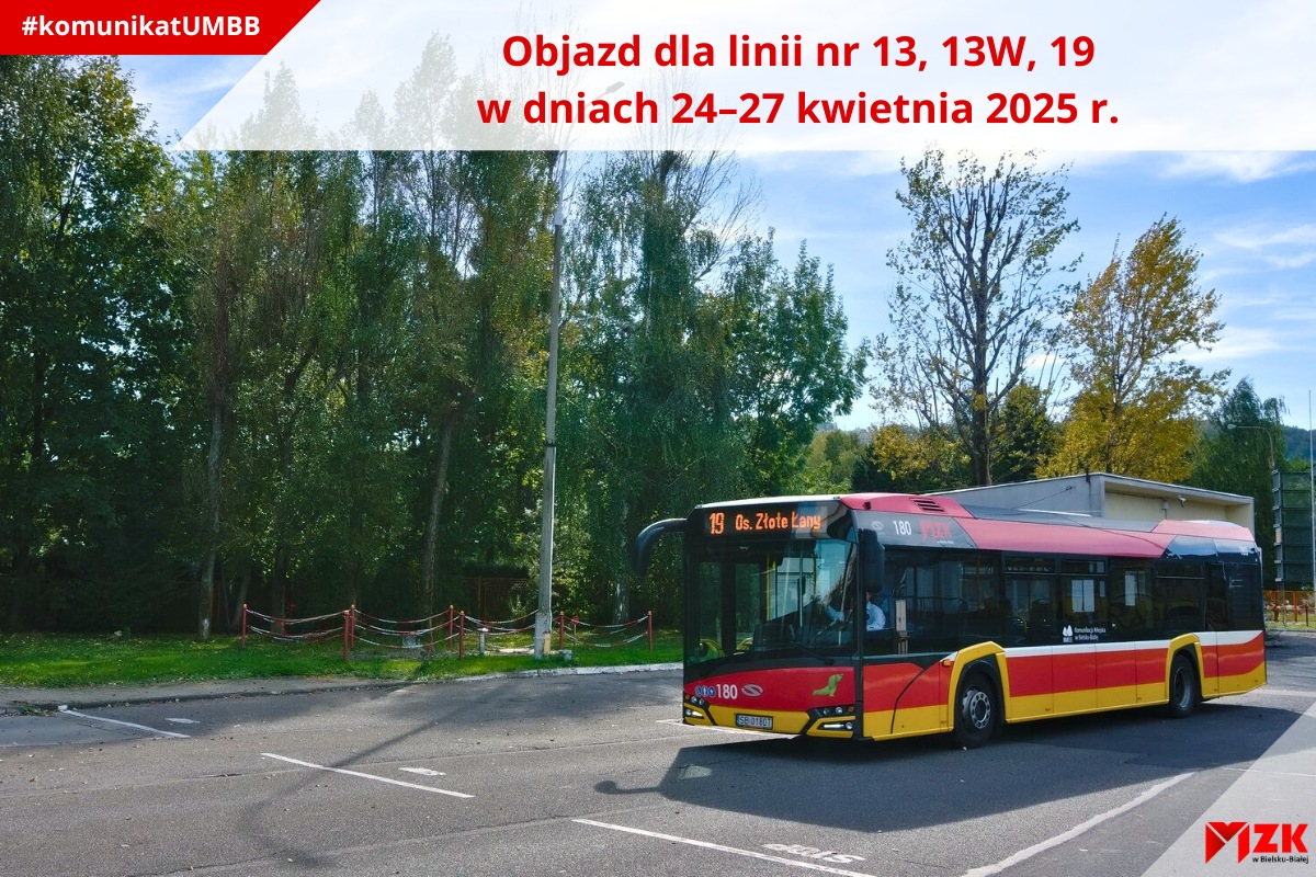 Zamknięcie fragmentu ul. Kwiatkowskiego w dniach 24–27 kwietnia 2025 r. — objazd dla linii nr 13, 13W, 19