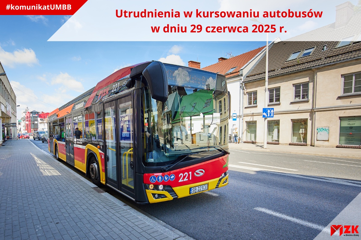 Utrudnienia w kursowaniu autobusów w dniu 29 czerwca 2025 r.