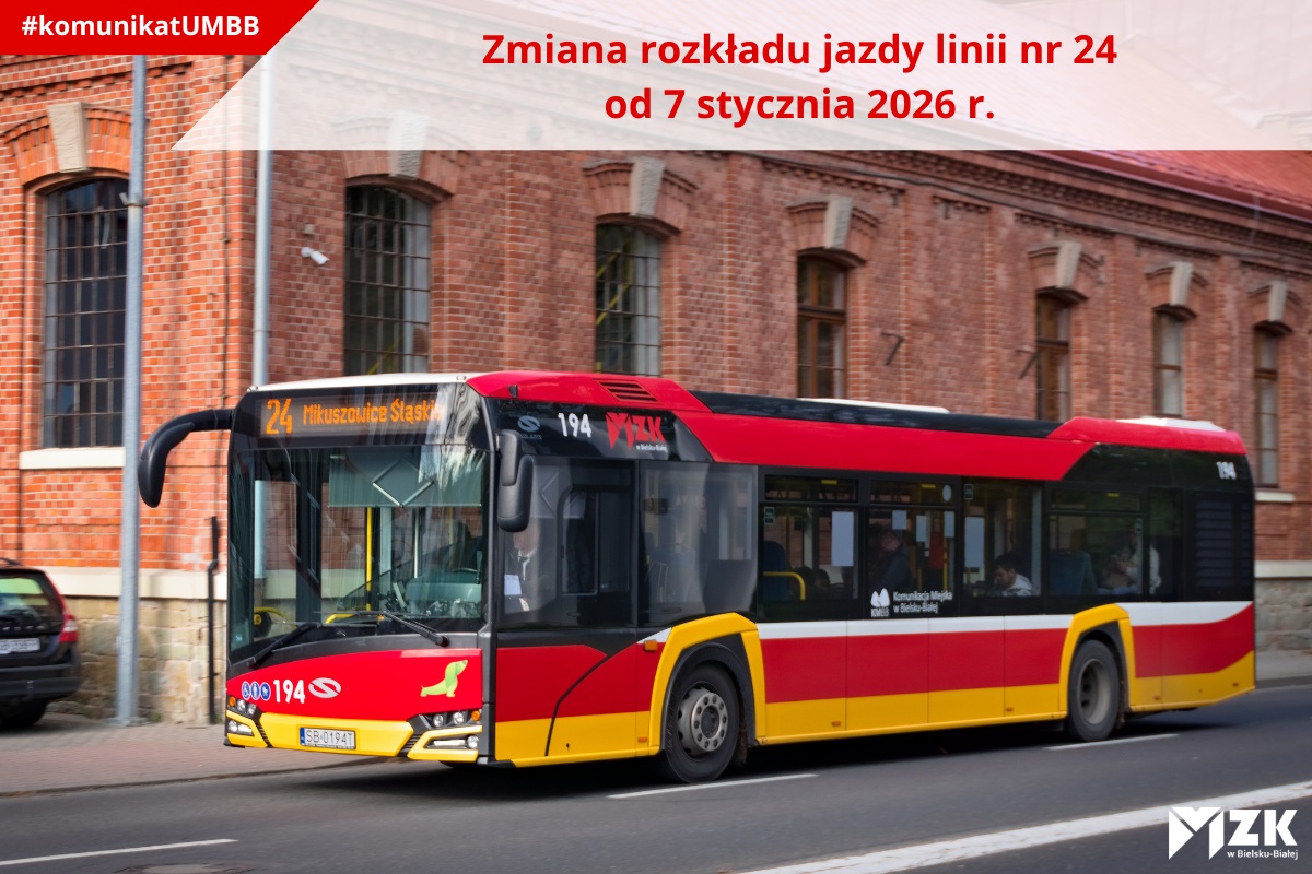 Zmiana rozkładu jazdy linii nr 24 od 7 stycznia 2026 r.