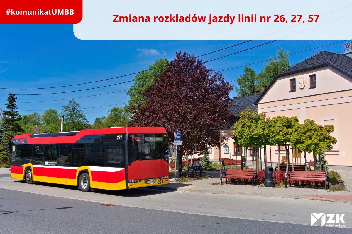 Zdjęcie autobusu, tytuł: Zmiana rozkładów jazdy linii 26, 27, 57