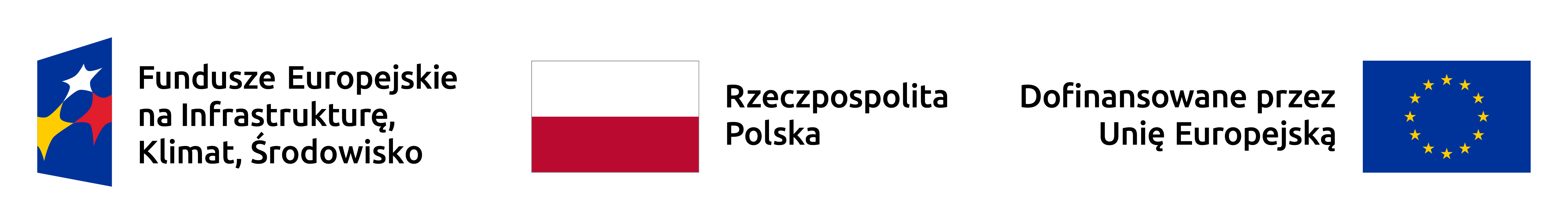 Zestaw logotypów Fundusze Europejskie na Infrastrukturę, Klimat, Środowisko