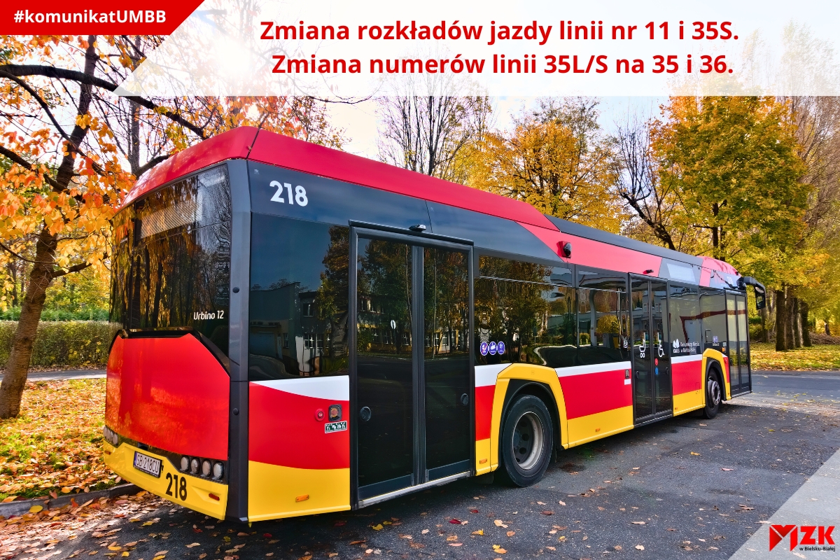 Zmiana rozkładów jazdy linii nr 11 i 35S. Zmiana numerów linii 35L/S na 35 i 36.