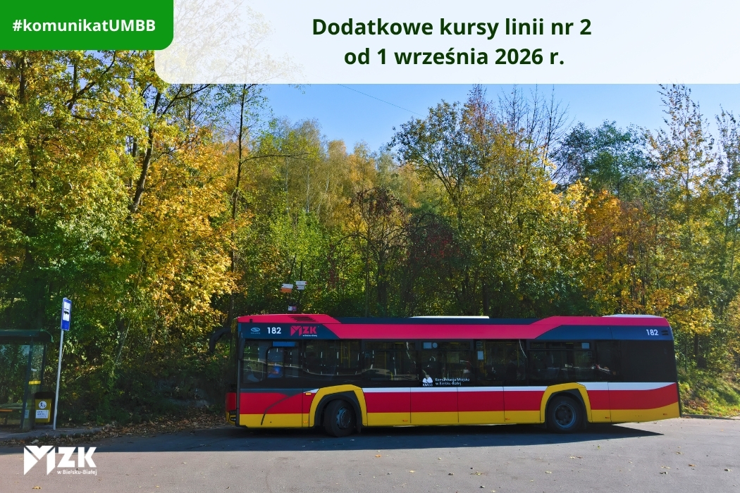 Dodatkowe kursy linii nr 2 od 1 września 2026 r.