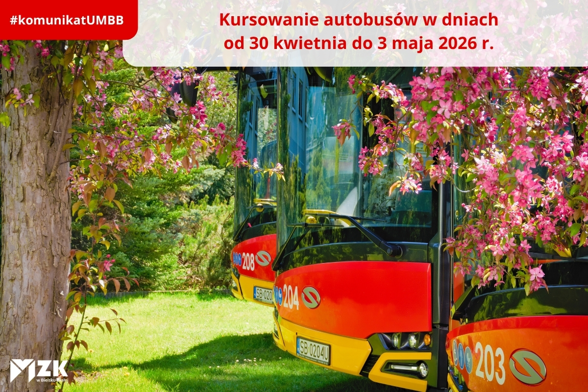 Zdjęcie autobusów na tle kwitnącej wiosny