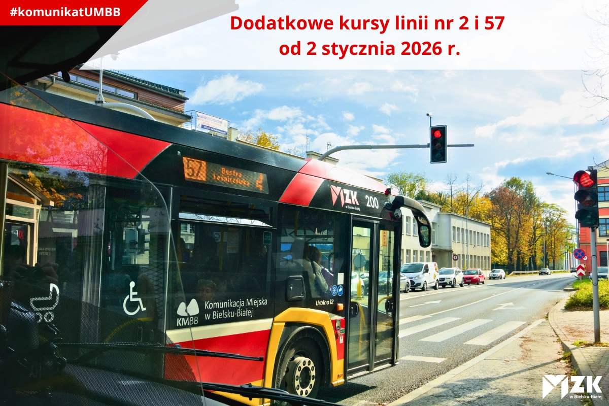 Dodatkowe kursy linii nr 2 i 57 od 2 stycznia 2026 r.